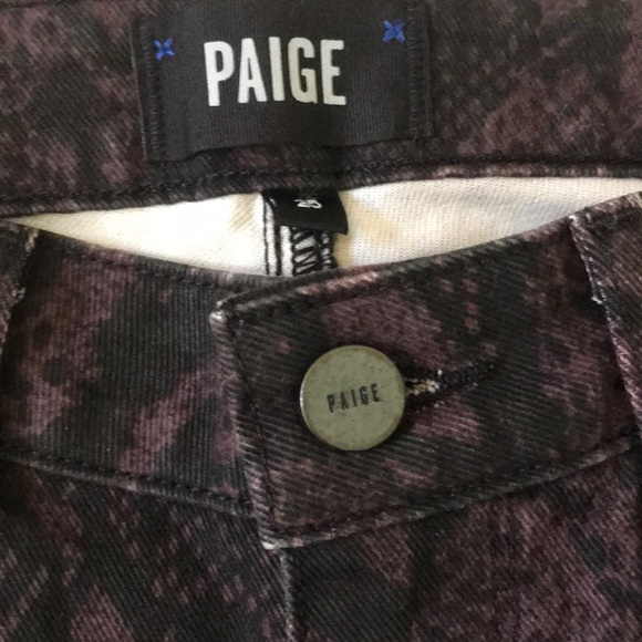 🎉HP🎉Paige | Hoxton Ankle Skinny High Rise Purple & Black SnakePrint Jean Sz 25 - Picture 10 of 12